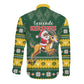 South Africa Christmas Long Sleeve Button Shirt Funny Santa Riding Springbok LT05