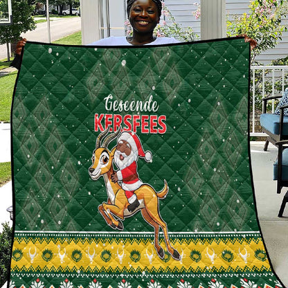 South Africa Christmas Quilt Funny Santa Riding Springbok