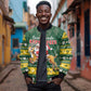 South Africa Christmas Sleeve Zip Bomber Jacket Funny Santa Riding Springbok LT05
