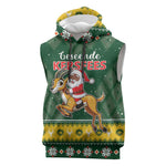 South Africa Christmas Sleeveless Hoodie Funny Santa Riding Springbok - African Pride