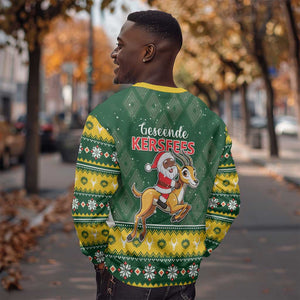 South Africa Christmas Sweatshirt Funny Santa Riding Springbok LT05