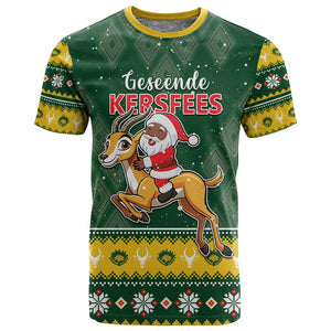 South Africa Christmas T shirt Funny Santa Riding Springbok LT05