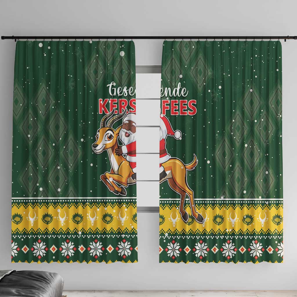 South Africa Christmas Window Curtain Funny Santa Riding Springbok