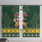 South Africa Christmas Window Curtain Funny Santa Riding Springbok