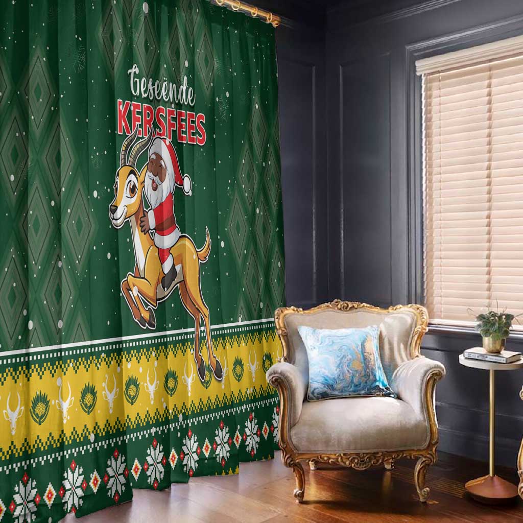 South Africa Christmas Window Curtain Funny Santa Riding Springbok