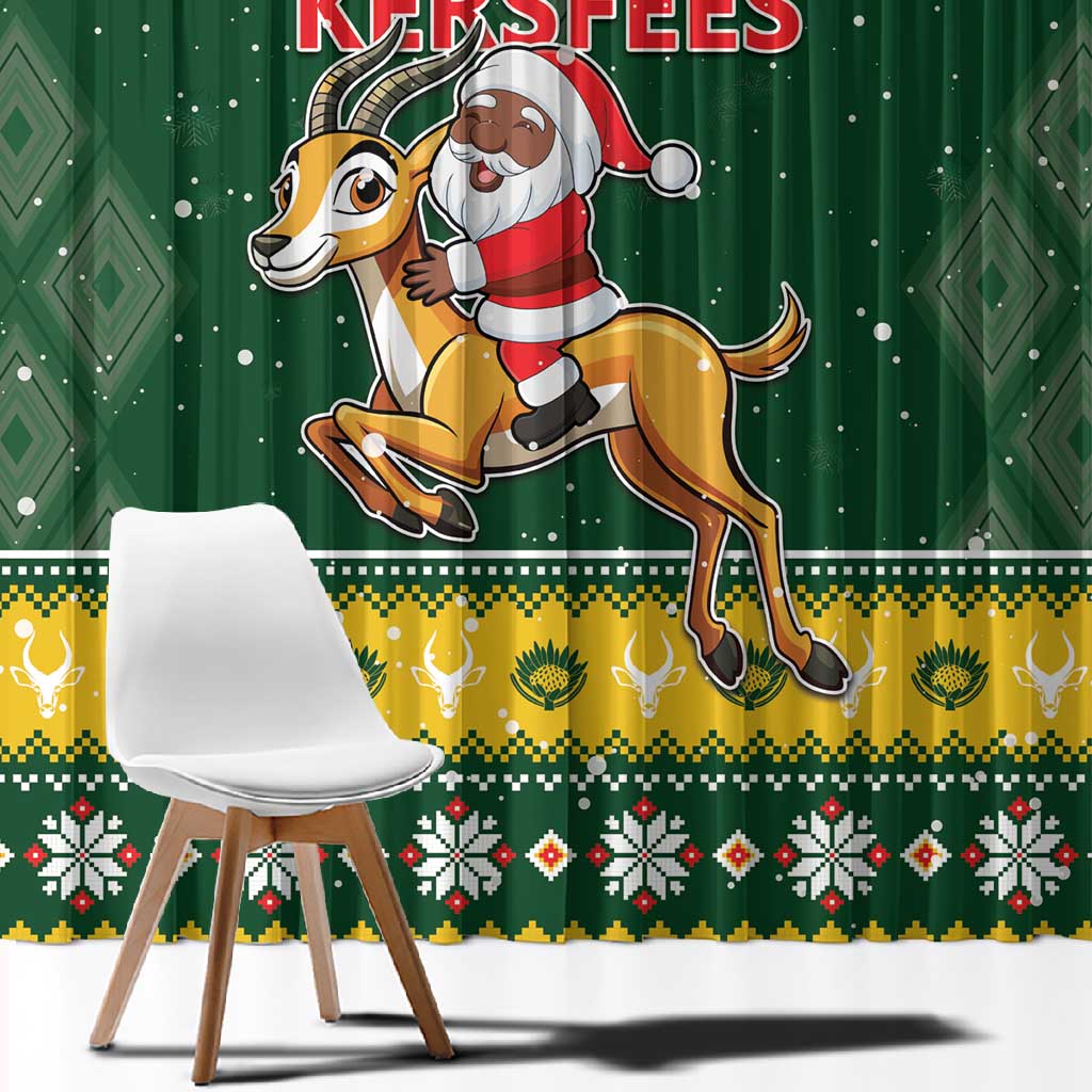 South Africa Christmas Window Curtain Funny Santa Riding Springbok