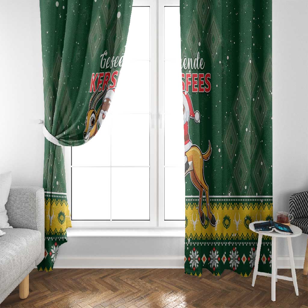 South Africa Christmas Window Curtain Funny Santa Riding Springbok