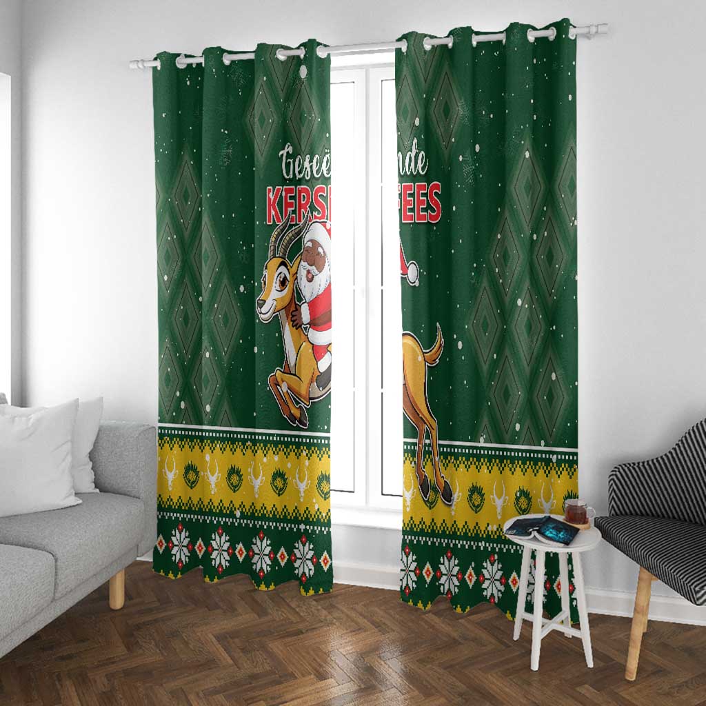 South Africa Christmas Window Curtain Funny Santa Riding Springbok