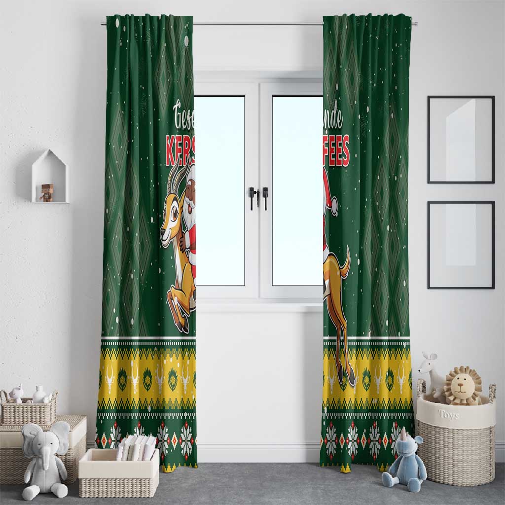 South Africa Christmas Window Curtain Funny Santa Riding Springbok