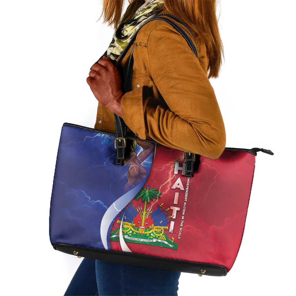 Haiti Independence Day Leather Tote Bag The First Black Independent Nation - African Pride