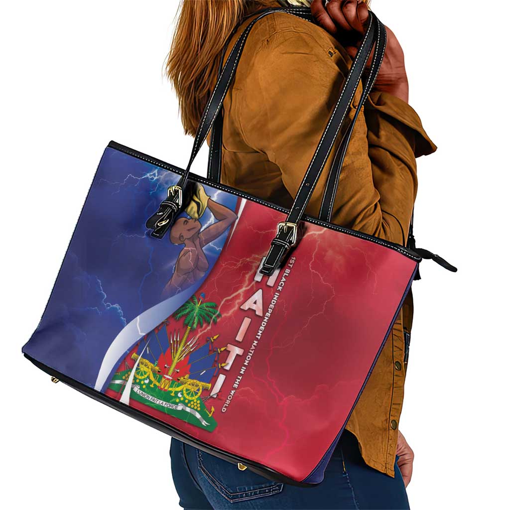 Haiti Independence Day Leather Tote Bag The First Black Independent Nation - African Pride