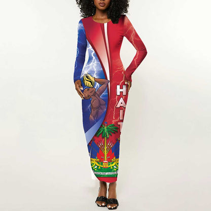 Haiti Independence Day Long Sleeve Bodycon Dress The First Black Independent Nation - African Pride