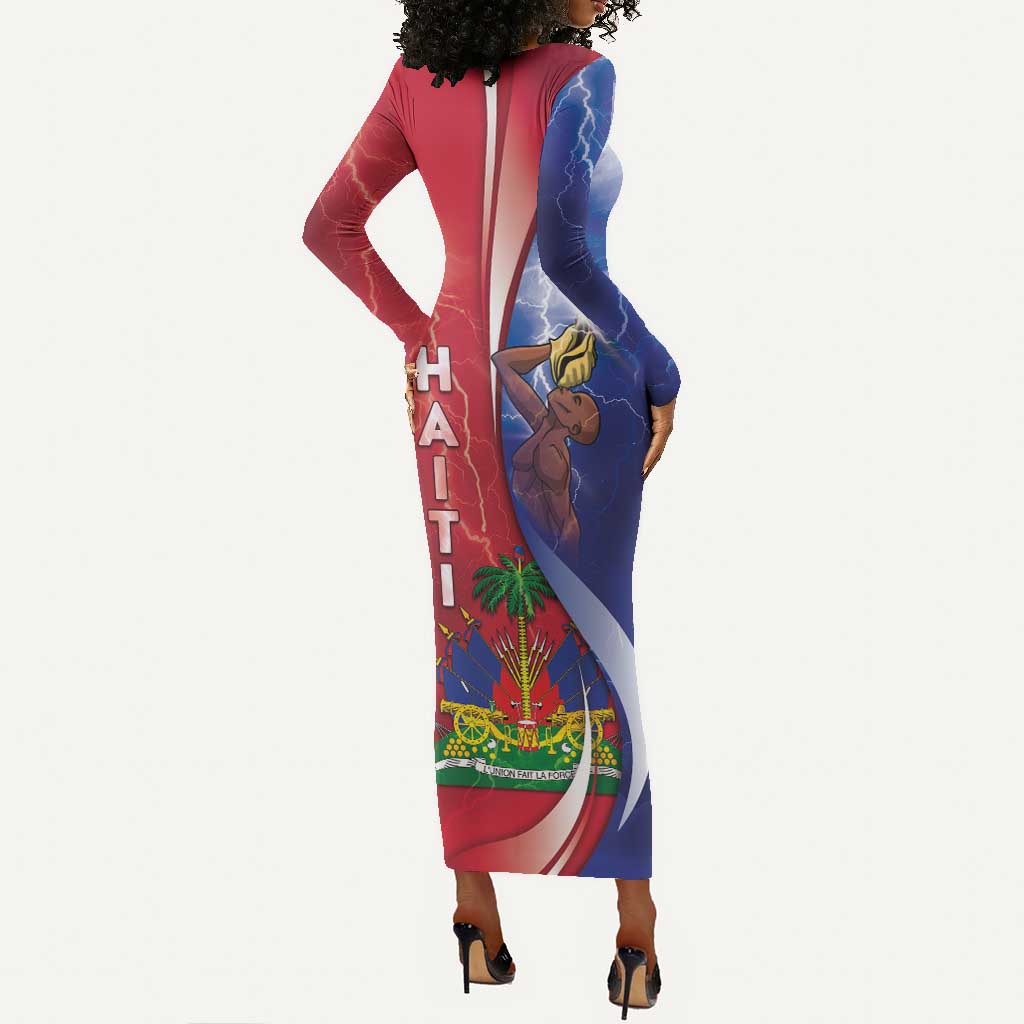 Haiti Independence Day Long Sleeve Bodycon Dress The First Black Independent Nation - African Pride