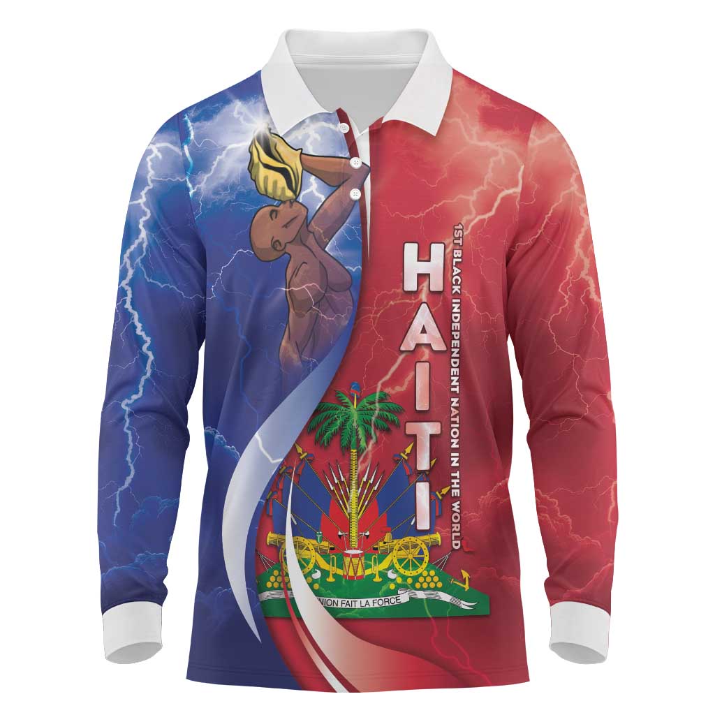 Haiti Independence Day Long Sleeve Polo Shirt The First Black Independent Nation - African Pride