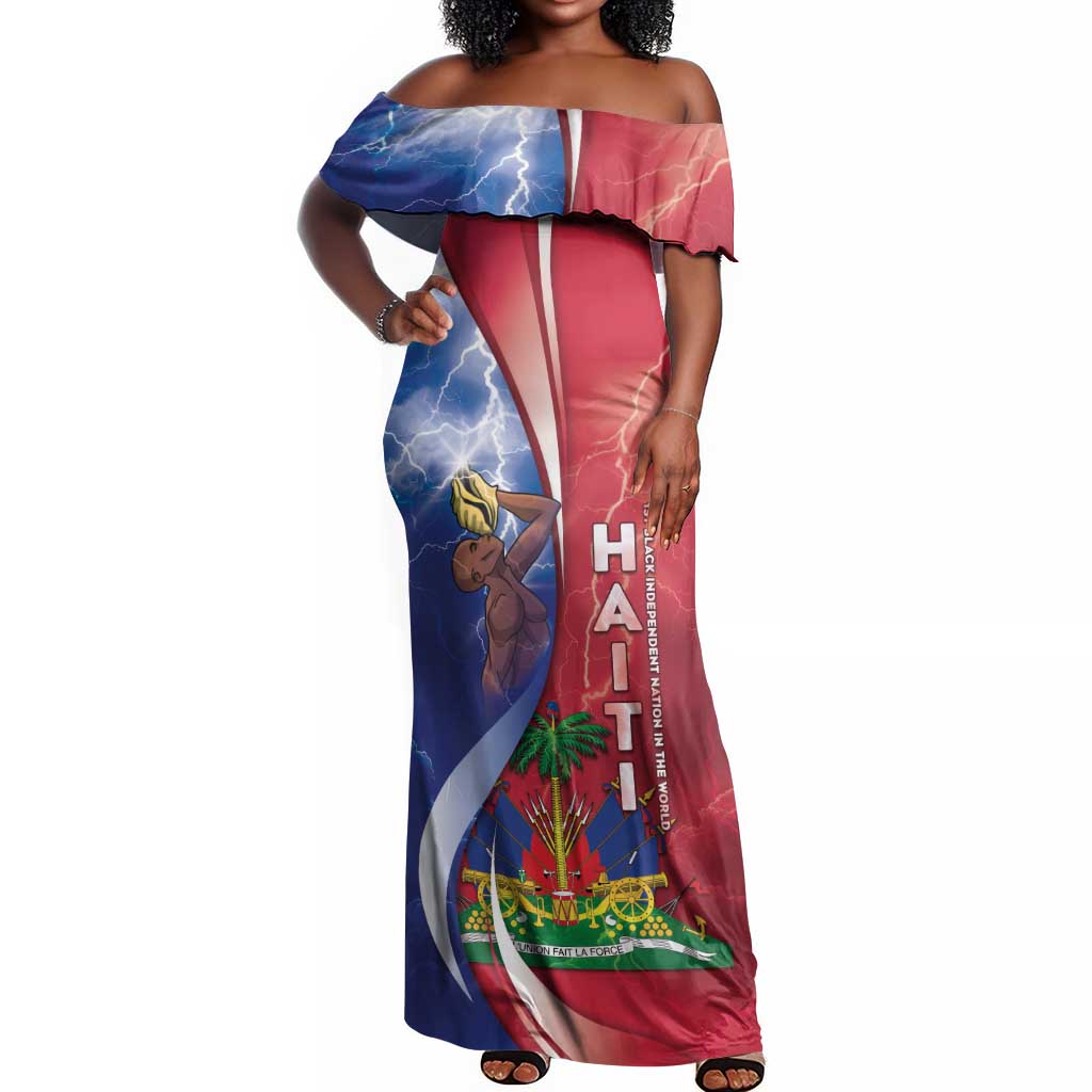 Haiti Independence Day Off Shoulder Maxi Dress The First Black Independent Nation - African Pride