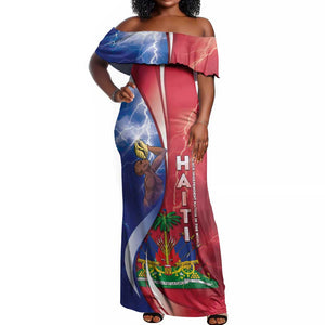 Haiti Independence Day Off Shoulder Maxi Dress The First Black Independent Nation - African Pride