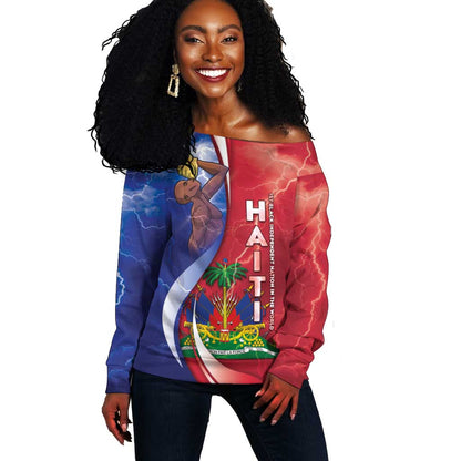 Haiti Independence Day Off Shoulder Sweater The First Black Independent Nation - African Pride