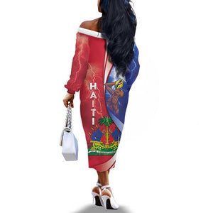 Haiti Independence Day Off The Shoulder Long Sleeve Dress The First Black Independent Nation - African Pride