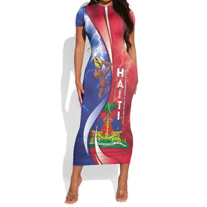 Haiti Independence Day Short Sleeve Bodycon Dress The First Black Independent Nation - African Pride