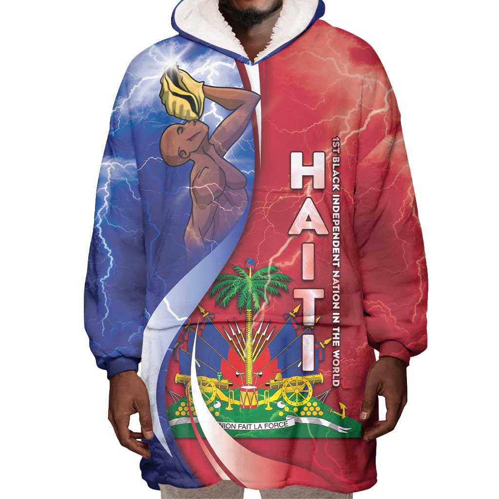 Haiti Independence Day Wearable Blanket Hoodie The First Black Independent Nation - African Pride