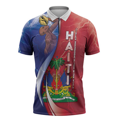 Haiti Independence Day Zipper Polo Shirt The First Black Independent Nation