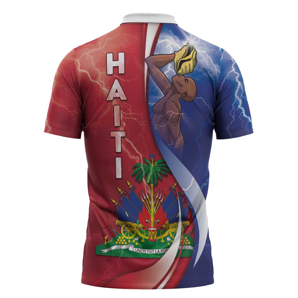Haiti Independence Day Zipper Polo Shirt The First Black Independent Nation