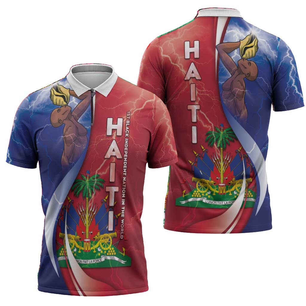 Haiti Independence Day Zipper Polo Shirt The First Black Independent Nation
