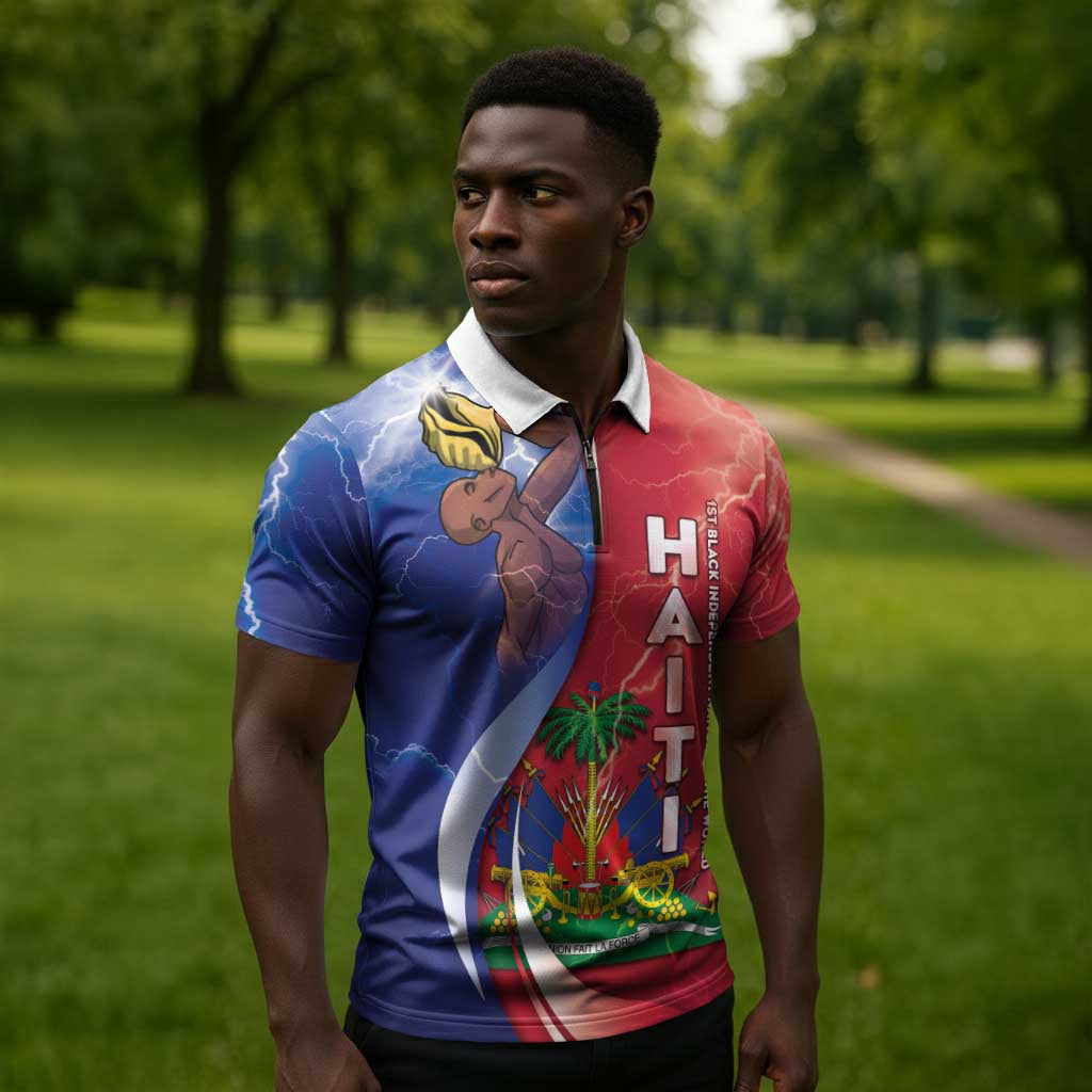 Haiti Independence Day Zipper Polo Shirt The First Black Independent Nation