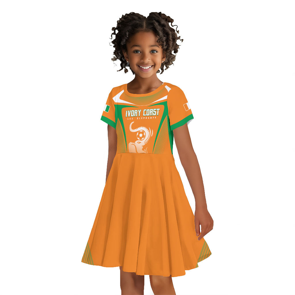 Custom Ivory Coast Football 2026 Kid Short Sleeve Dress Go Les Elephants