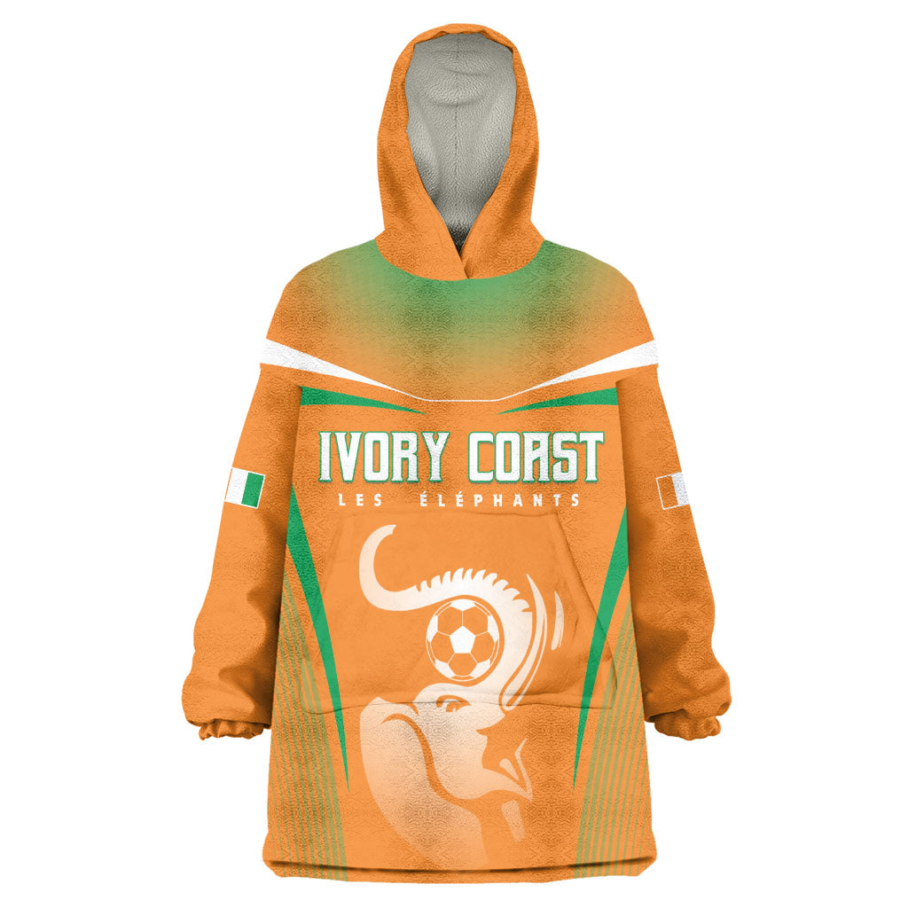 Custom Ivory Coast Football 2026 Kid Wearable Blanket Hoodie Go Les Elephants