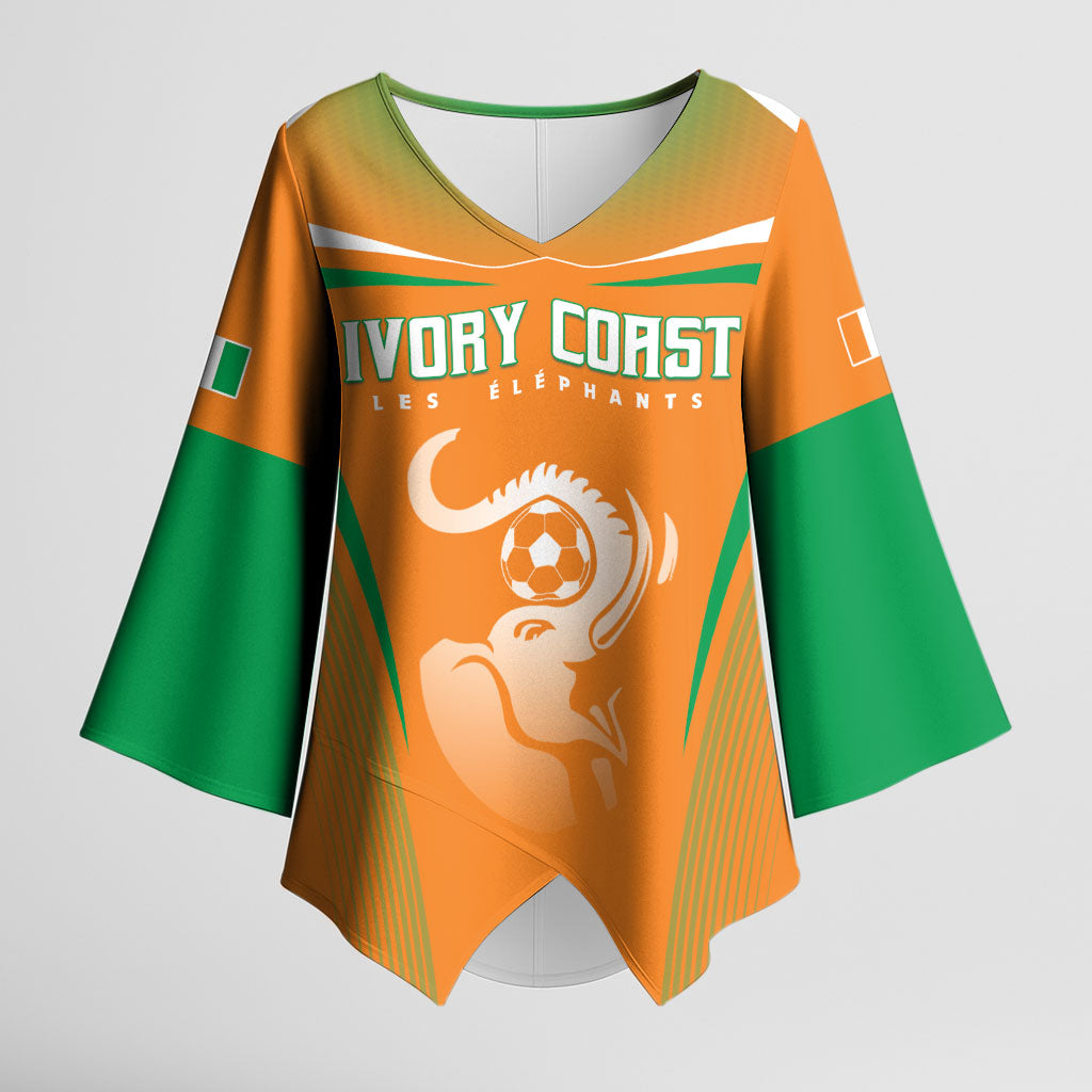 Custom Ivory Coast Football 2026 Kimono Sleeve Blouse Go Les Elephants