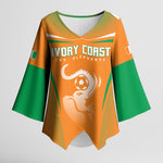 Custom Ivory Coast Football 2026 Kimono Sleeve Blouse Go Les Elephants