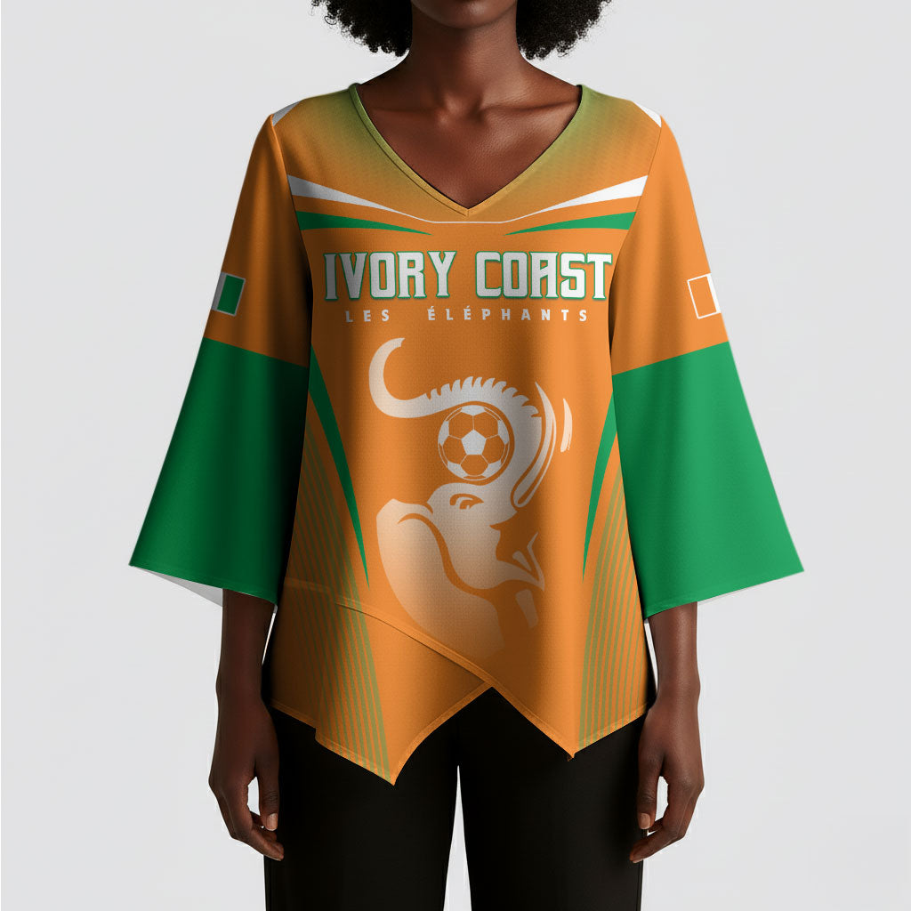 Custom Ivory Coast Football 2026 Kimono Sleeve Blouse Go Les Elephants