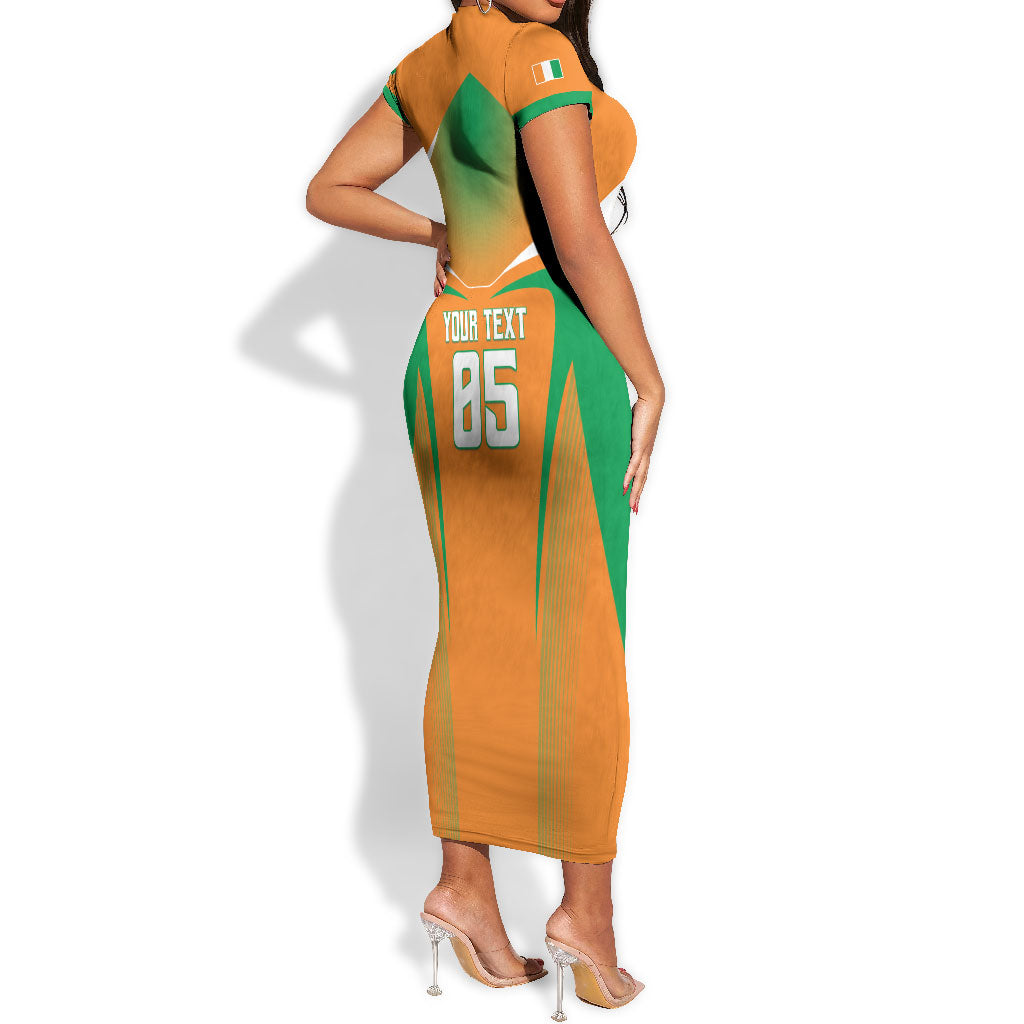 Custom Ivory Coast Football 2026 Short Sleeve Bodycon Dress Go Les Elephants
