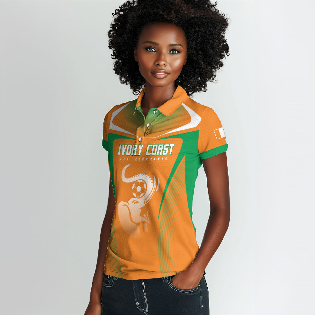 Custom Ivory Coast Football 2026 Women Polo Shirt Go Les Elephants