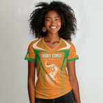 Custom Ivory Coast Football 2026 Women V-Neck T-Shirt Go Les Elephants