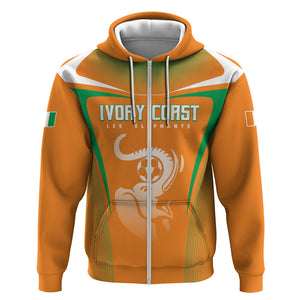Custom Ivory Coast Football 2026 Zip Hoodie Go Les Elephants