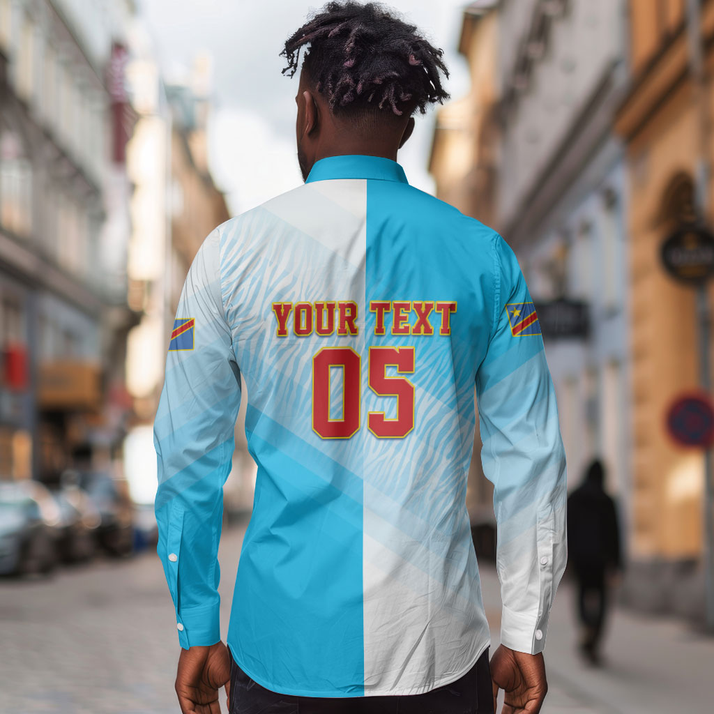 Custom DR Congo Football 2026 Long Sleeve Button Shirt Fimbu Na Fimbu