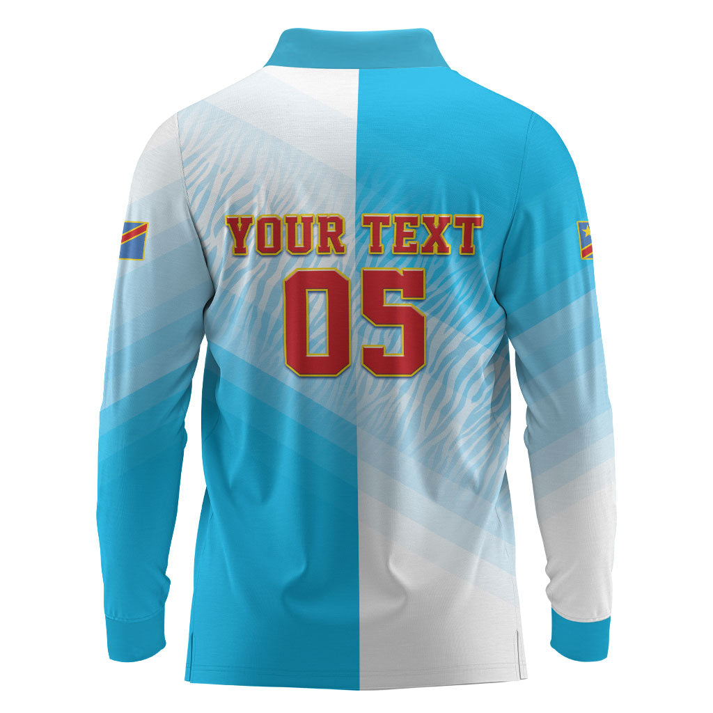 Custom DR Congo Football 2026 Long Sleeve Polo Shirt Fimbu Na Fimbu