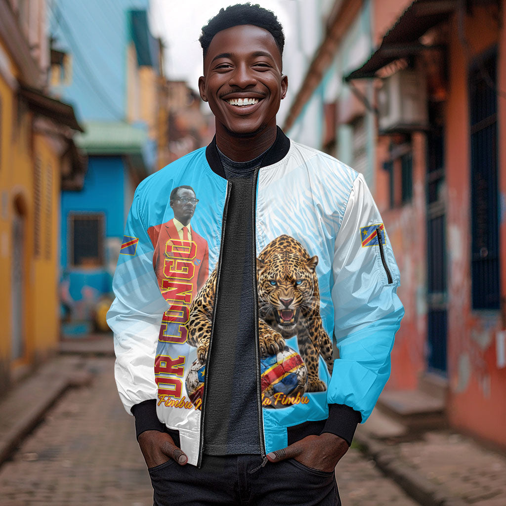 Custom DR Congo Football 2026 Sleeve Zip Bomber Jacket Fimbu Na Fimbu