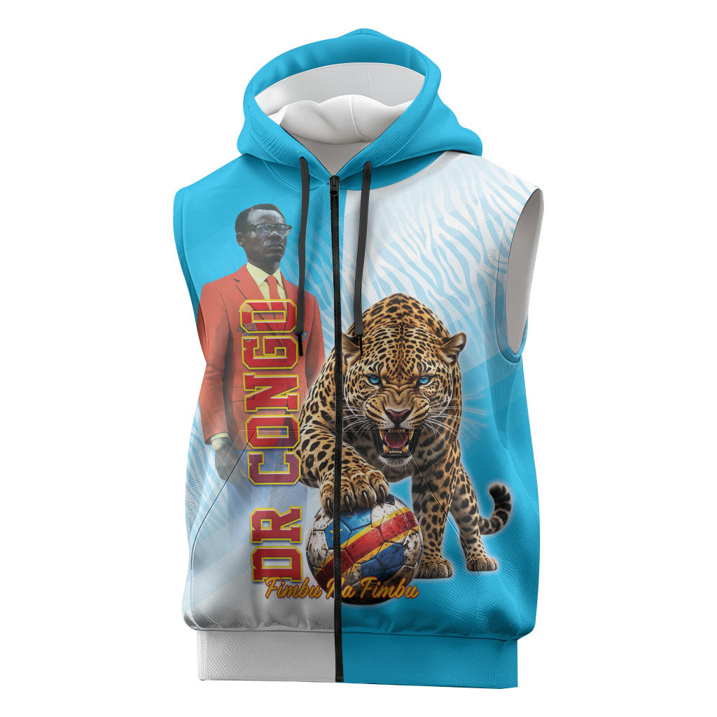 Custom DR Congo Football 2026 Sleeveless Zip Hoodie Fimbu Na Fimbu