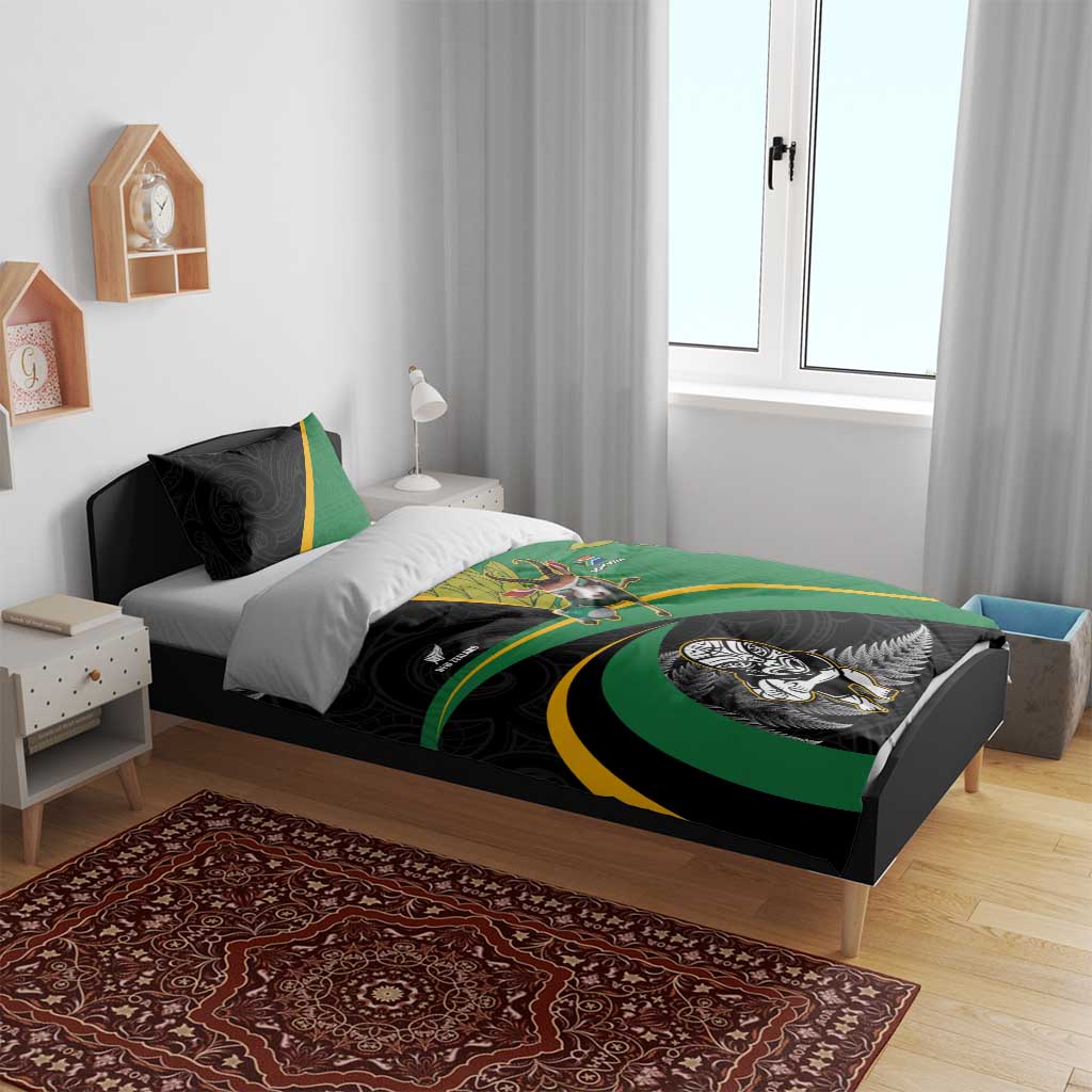 New Zealand And South Africa Rugby Bedding Set 2023 Springboks Combine All Black Silver Fern