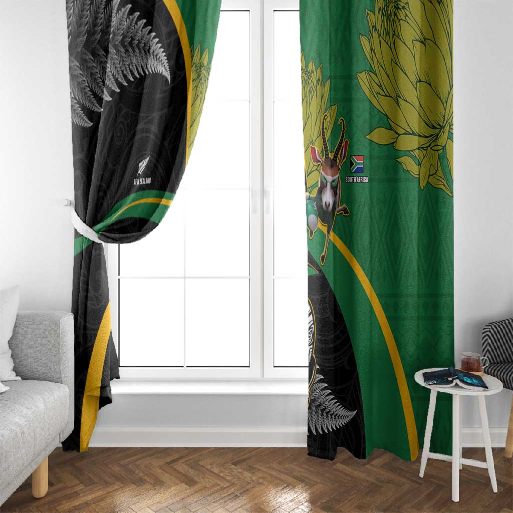 New Zealand And South Africa Rugby Window Curtain 2023 Springboks Combine All Black Silver Fern