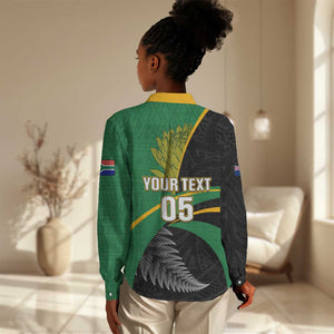 Custom New Zealand And South Africa Rugby Women Casual Shirt 2023 Springboks Combine All Black Silver Fern LT05
