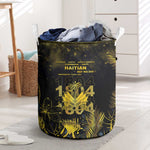 Haiti 1804 Laundry Basket Gold Tropical Leaves And Coat Of Arms - African Pride