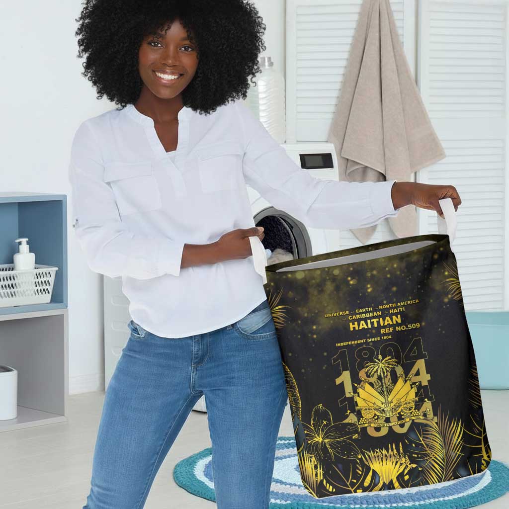 Haiti 1804 Laundry Basket Gold Tropical Leaves And Coat Of Arms - African Pride