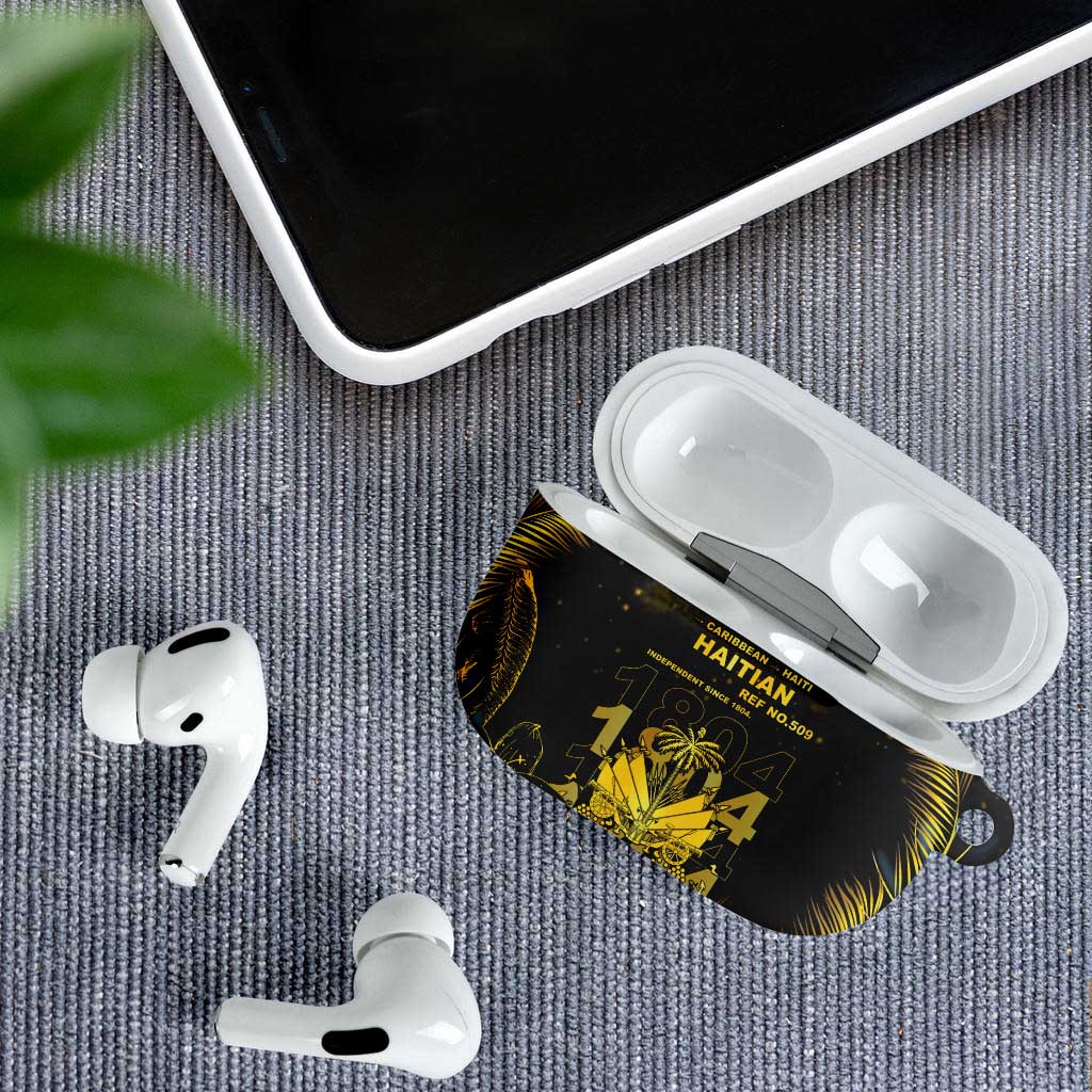Haiti 1804 AirPods Case Gold Tropical Leaves And Coat Of Arms