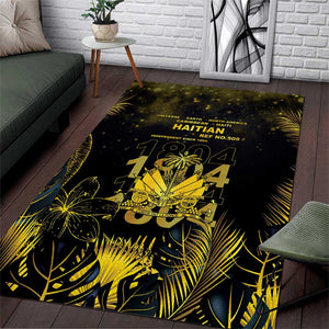 Haiti 1804 Area Rug Gold Tropical Leaves And Coat Of Arms - African Pride