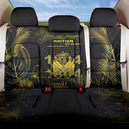 Haiti 1804 Back Car Seat Cover Gold Tropical Leaves And Coat Of Arms - African Pride
