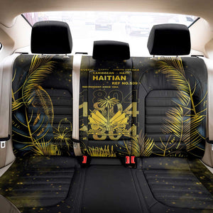 Haiti 1804 Back Car Seat Cover Gold Tropical Leaves And Coat Of Arms - African Pride